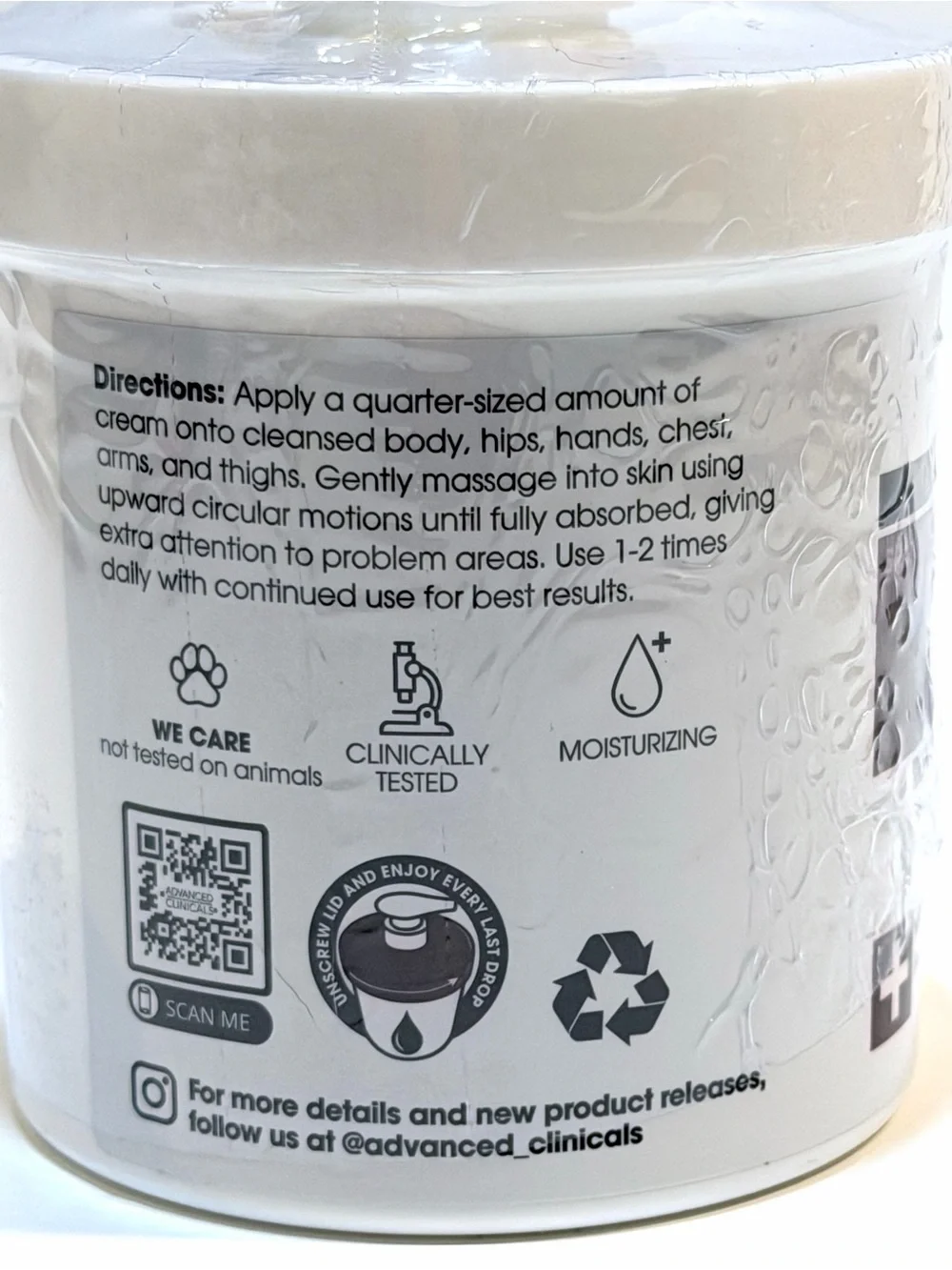 2 Pack Advanced Clinicals Manuka Honey Restore + Hydrate DC Body Cream 16 oz